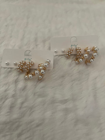 Mini Pearl Hoops- Gold