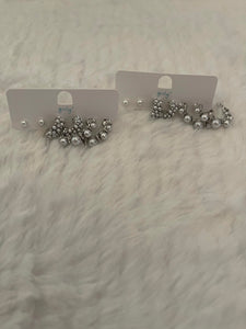 Mini Pearl Hoops - Silver