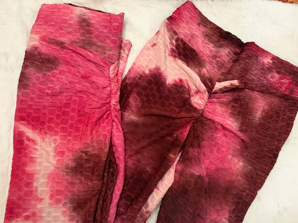 Pink-Burgundy Scrunched Leggings